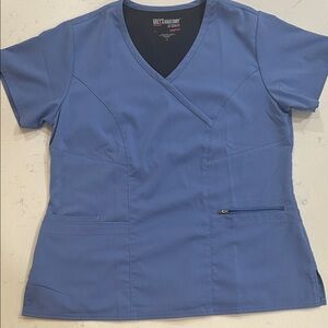 Grey's Anatomy V-Neck Blue Scrub Top sz L